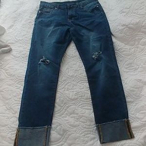 Pants - Distressed. Cuff Jeans Pants - Distressed. Cuff Jeans